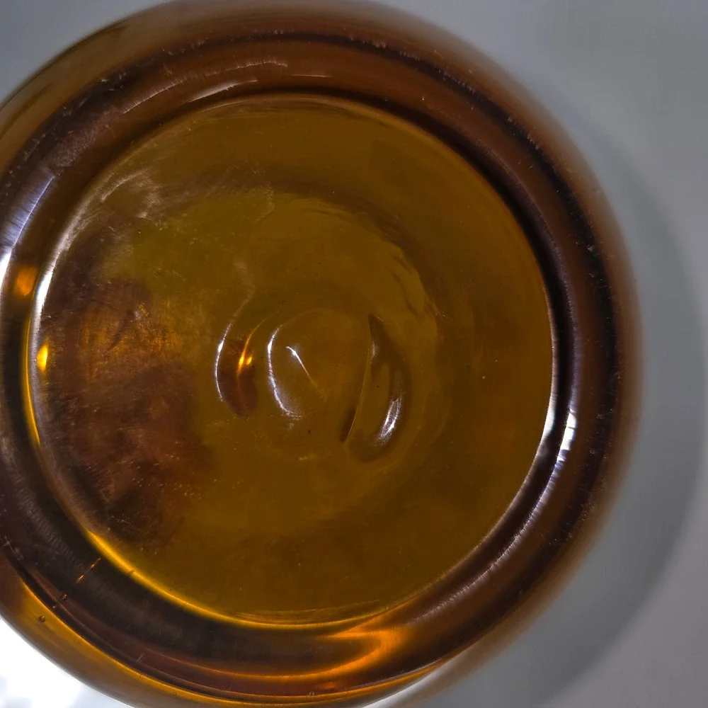 Vintage Pier 1 Amber Art Glass Owl Vase Pitcher Mid Century Modern‎ Decor 8in